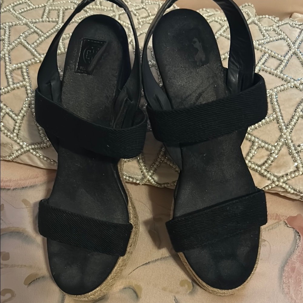 Tory Burch Black Women's Slingback Espadrille Sandals